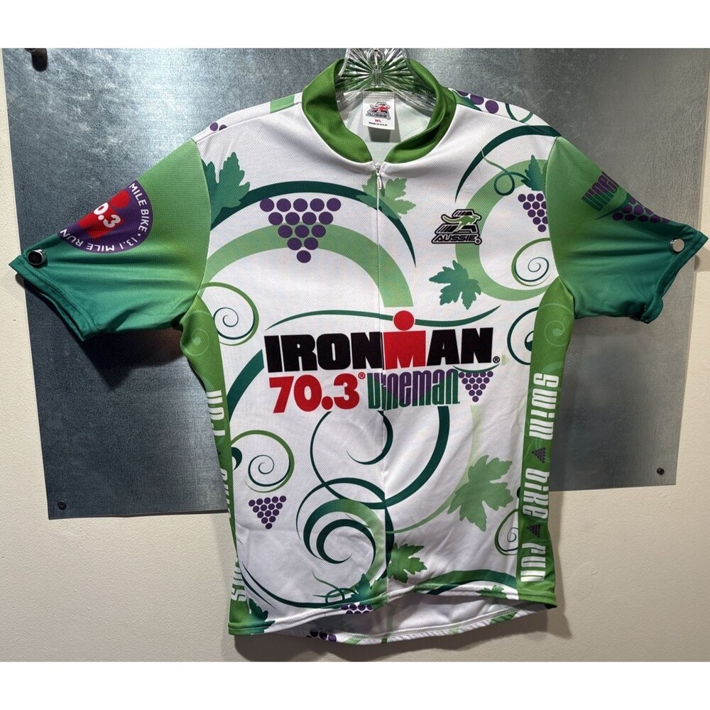 Ironman 70.3 Vineman Triathlon Aussie Cycling Jersey Womens Large Green USA Made
